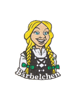 Kostümzubehör Bügelpatch Bärbelchen 10cm Farbe: schwarz/weiß