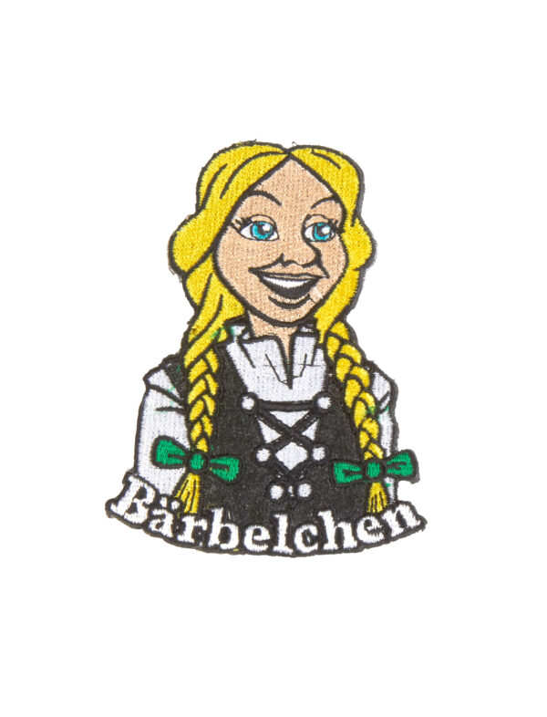 Kostümzubehör Bügelpatch Bärbelchen 10cm Farbe: schwarz/weiß