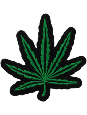 Kostümzubehör Bügelpatch Cannabis 8cm grün