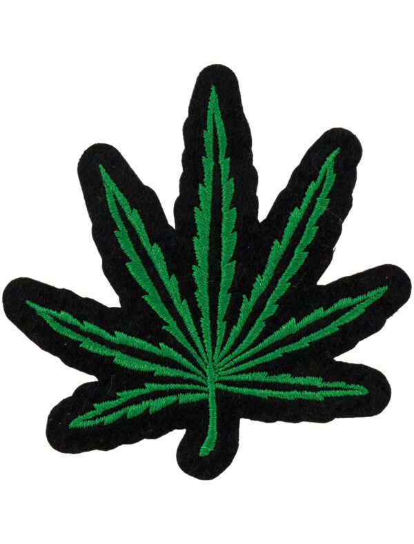 Kostümzubehör Bügelpatch Cannabis 8cm grün