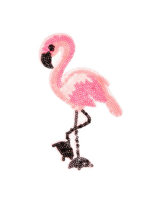 Kostümzubehör Bügelpatch Flamingo 15 cm Farbe: pink