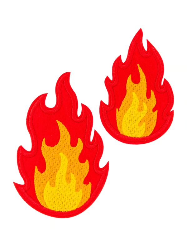 Kostümzubehör Bügelpatch Flammen 7cm und 9cm rot/gelb