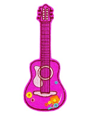 Kostümzubehör Bügelpatch Gitarre lila 13cm