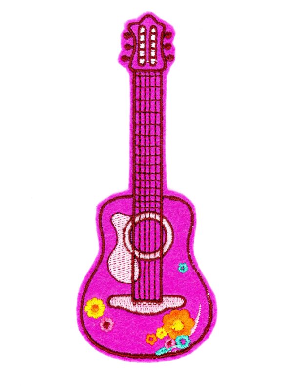 Kostümzubehör Bügelpatch Gitarre lila 13cm