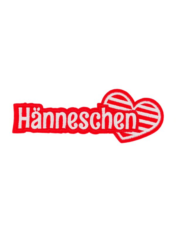 Kostümzubehör Bügelpatch Hänneschen 14cm rot/weiß