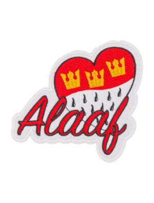 Kostümzubehör Bügelpatch Herz Alaaf 12cm rot/weiß