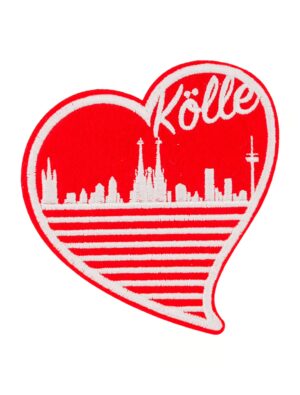 Kostümzubehör Bügelpatch Herz Kölle 10cm rot/weiß