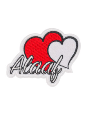 Kostümzubehör Bügelpatch Herzen Alaaf 9cm rot/weiß