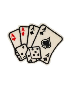 Kostümzubehör Bügelpatch Kartenspiel 7cm Farbe: weiß