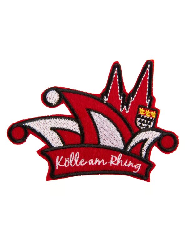Kostümzubehör Bügelpatch Kölle am Rhing 7cm Farbe: rot/weiß