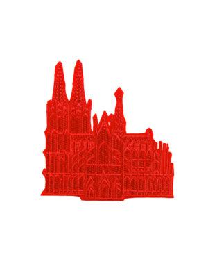 Kostümzubehör Bügelpatch Kölner Dom 8cm rot