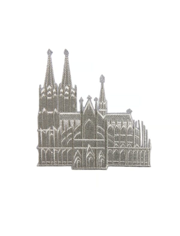 Kostümzubehör Bügelpatch Kölner Dom 8cm silber