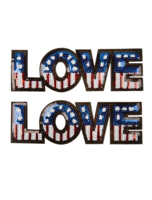Kostümzubehör Bügelpatch Love America Farbe: weiß