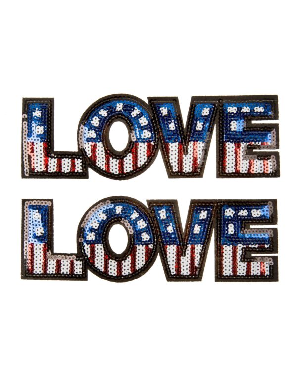Kostümzubehör Bügelpatch Love America Farbe: weiß