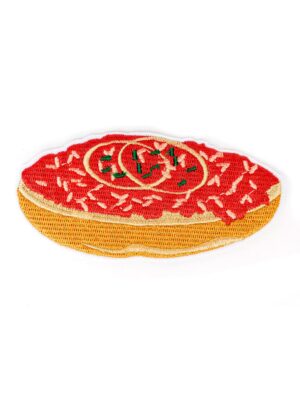 Kostümzubehör Bügelpatch Mettbrötchen 10cm Farbe: bunt
