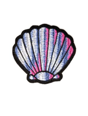 Kostümzubehör Bügelpatch Muschel bunt 7cm Farbe: mehrfarbig