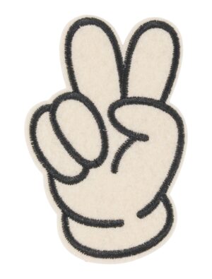 Kostümzubehör Bügelpatch Peace Hand 9cm schwarz/weiß