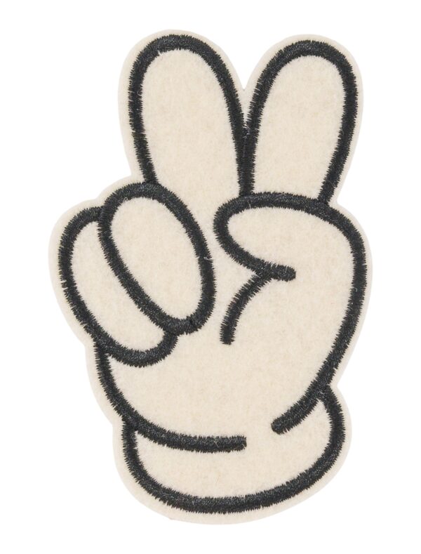 Kostümzubehör Bügelpatch Peace Hand 9cm schwarz/weiß