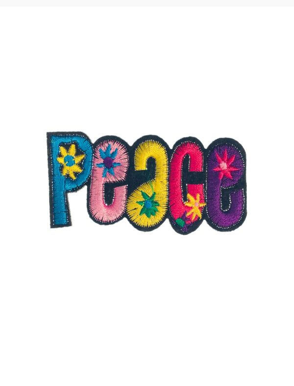 Kostümzubehör Bügelpatch Peace bunt 8cm mehrfarbig