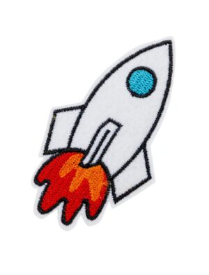 Kostümzubehör Bügelpatch Rakete weiß 7cm