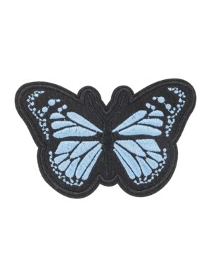 Kostümzubehör Bügelpatch Schmetterling 10cm schwarz/blau