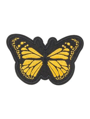 Kostümzubehör Bügelpatch Schmetterling 10cm schwarz/gelb
