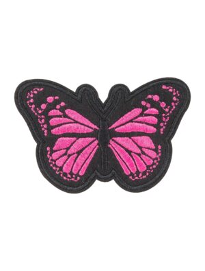 Kostümzubehör Bügelpatch Schmetterling 10cm schwarz/pink