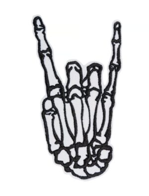 Kostümzubehör Bügelpatch Skeletthand 13cm Farbe: weiß