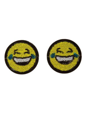 Kostümzubehör Bügelpatch Smiley Lachen Farbe: gelb