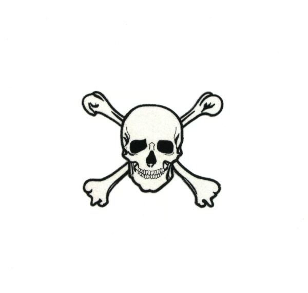 Kostümzubehör Bügelpatch Totenkopf 12cm Farbe: weiß