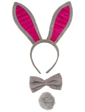 Kostümzubehör Bunny Set 3-tlg. grau/rosa