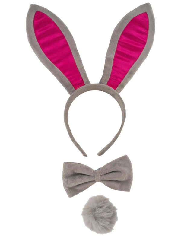 Kostümzubehör Bunny Set 3-tlg. grau/rosa