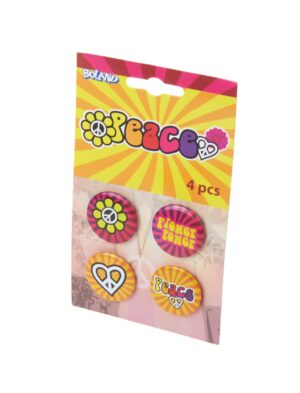 Kostümzubehör Button Hippie 4 Stk. Farbe: mehrfarbig