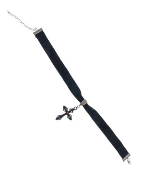 Kostümzubehör Choker Kreuz schwarz