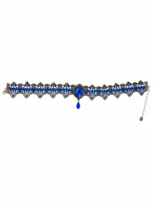 Kostümzubehör Choker mit Kristall schwarz/blau