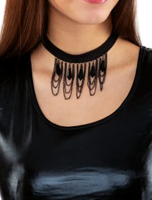 Kostümzubehör Choker mit Schmucksteinen schwarz