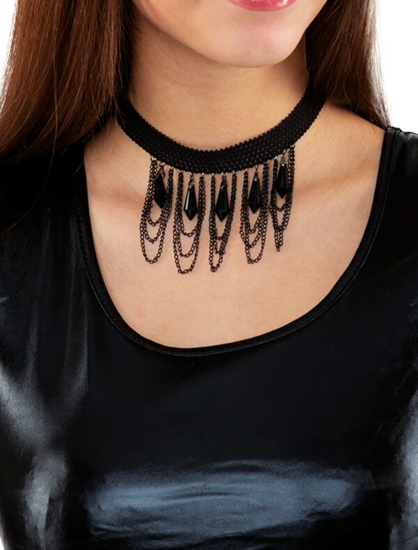 Kostümzubehör Choker mit Schmucksteinen schwarz