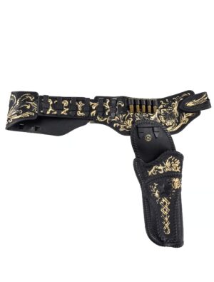 Kostümzubehör Coltgürtel 1 Holster schwarz/gold