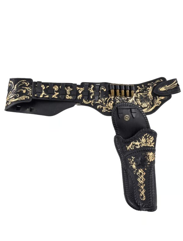 Kostümzubehör Coltgürtel 1 Holster schwarz/gold