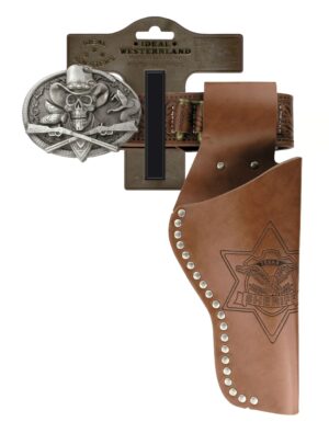 Kostümzubehör Coltgürtel Totenkopf braun 135 cm