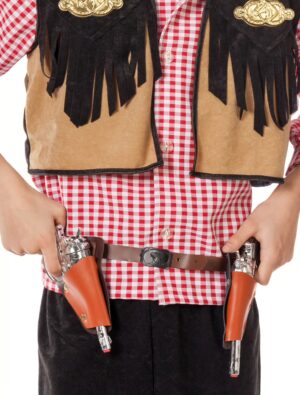 Kostümzubehör Coltgürtel braun/orange mit 2 Pistolen