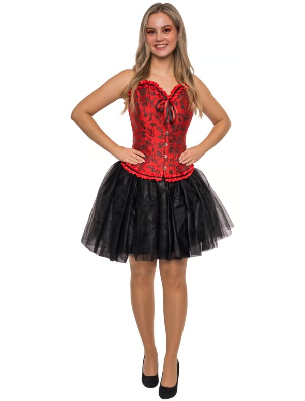Kostümzubehör Corsage Blumenranken Muster Damen rot/schwarz 2XL/3XL