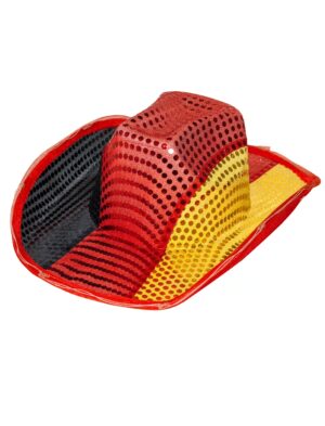 Kostümzubehör Cowboyhut Deutschland mit LED Farbe: schwarz/rot/gold