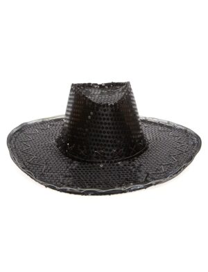 Kostümzubehör Cowboyhut Pailletten mit Blinkkrempe one size schwarz