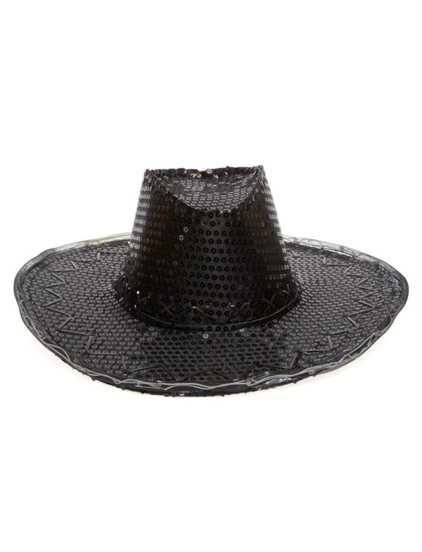Kostümzubehör Cowboyhut Pailletten mit Blinkkrempe one size schwarz