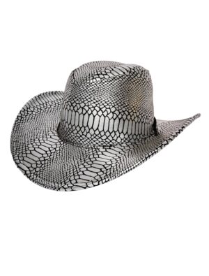Kostümzubehör Cowboyhut Schlangenmuster silber