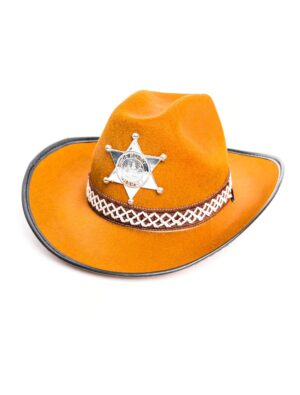 Kostümzubehör Cowboyhut Sheriff mit Stern braun Kinder