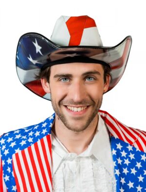 Kostümzubehör Cowboyhut USA rot/weiß/blau 61