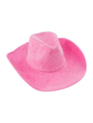 Kostümzubehör Cowboyhut mit Glitzersteinen rosa one size