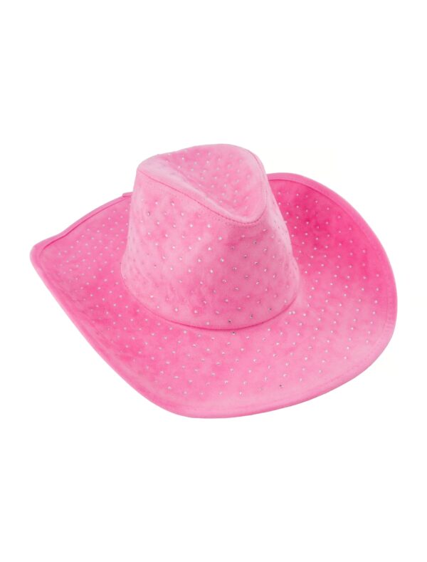 Kostümzubehör Cowboyhut mit Glitzersteinen rosa one size